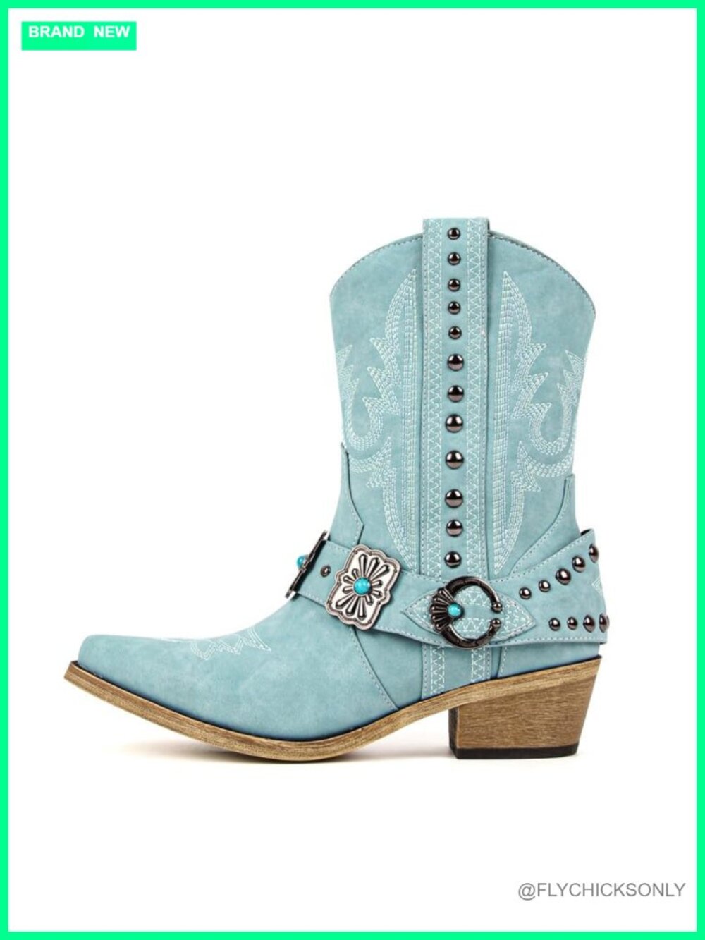 Western Ankle Boots Faux Leather Embroidered Pointed Toe Cowgirl Rodeo